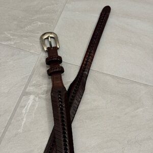 Braided Brown Leather Belt Woven Classic Casual Vintage Style
